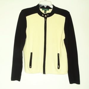 Ralph Lauren zip up Cardigan Sweater Large Petite